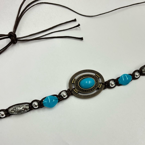 Vintage turquoise tie belt, 50" long - Picture 2 of 8